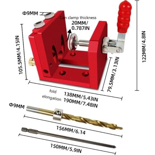 K1KA Oblique Hole Locator Punching Aids, Woodworking Drill Bits Screwdriver Set for Hole Punching, 9mm/0.35In