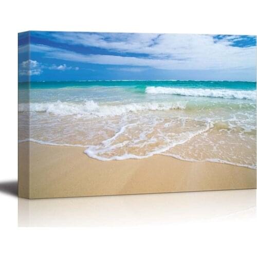 Canvas Prints Wall Art - Romantic Scene of Sea Waves on The Tropical Hawaii Beach | Modern Wall Decor Drop shipping