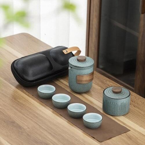 Chinese tea set Set of ceramic travel kungfu tea set Simple tea brewing set for outdoor tourism Express cup Tea set suit