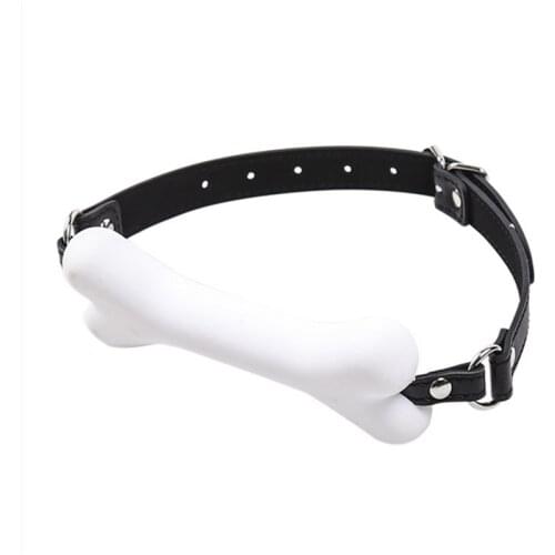 White Bones Gag Oral Mouth Leather Bondage Flirting Foreplay Cosplay Erotic Toys Adult Games Sex Toy for Women/Couple