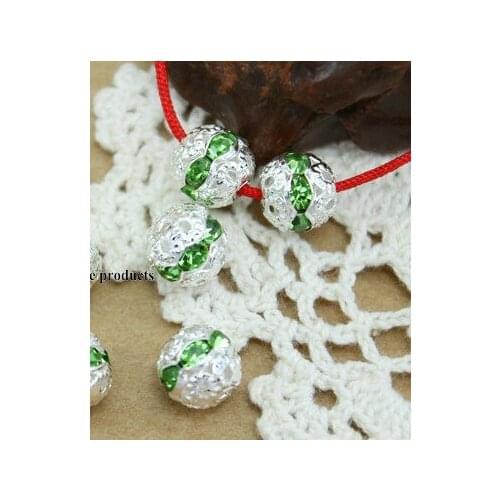 20pcs/lot 8mm round green diamond Loose Bead Spacer Beads Connectors for DIY Jewelry Making bracelet cg4s