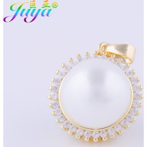 Micro Inlay Zircon Round Pearls Decorative Charm Pendant Accessories For Women Girls Handmade Charms Jewelry DIY Making