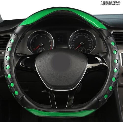 LIGOLIGO Microfiber Leather Car Steering Wheel Cover For Isuzu D Max Trooper Rodeo Mux Ertiga APV Ignis Edition SX4