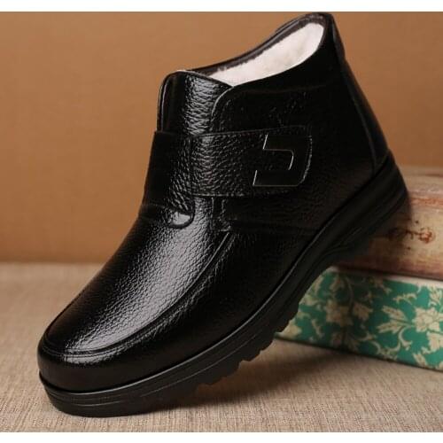 Cold Winter Super Warm Mens Genuine Leather Waterproof Rubber Snow Boots Thick Wool Booties England Retro Casual Shoes Footwear