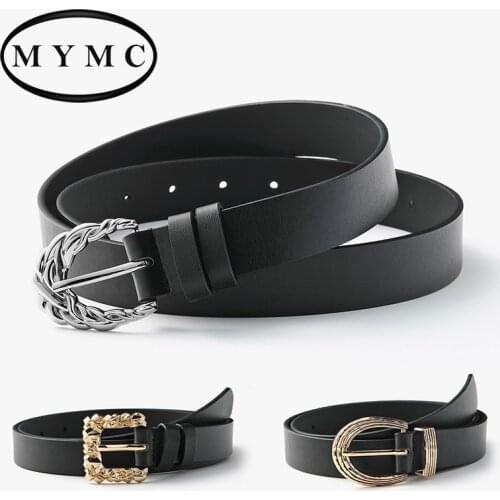 MYMC Fashion Ladies Beautifully Carved Pin Buckle Belt Retro Decoration Black Waistband Women Girl