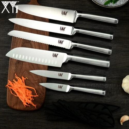 XYj Kitchen Knife Set 7cr17 Stainless Steel Structure Knives Fruit Utility Santoku Chef Slicing Bread Lightweight Cooking Knife