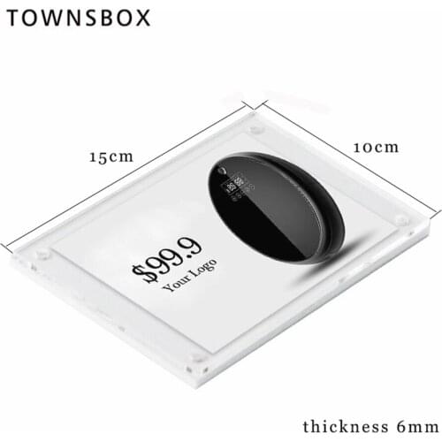 Sticker Price Tag Acrylic Magnetic Name Card Display Wall Mount Paper Info Desk Table Sign Holder Photo Frame