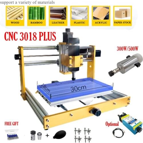 Desktop Laser CNC 3018 Plus 300W/500W CNC Router Engraver Kit 52MM Spindle Holder Nema17/23 Stepper Motors with Laser 5.5W 15W