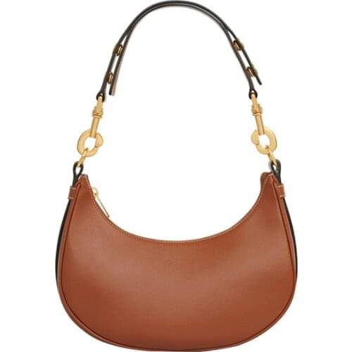 2021 New Female Bag Leather Baguette Bag Female Half Moon Bag Underarm Bag Single Shoulder Diagonal Bag