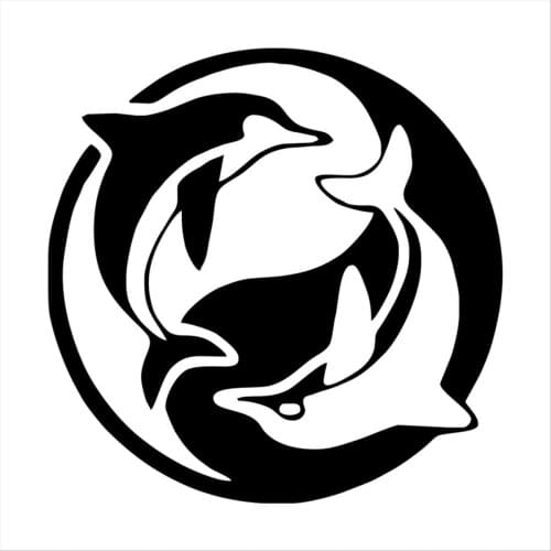 New Yin Yang Dolphin Car Sticker for Auto Truck Window Door Bumper Kayak Wall Home Laptop Car Decor Vinyl Decal Motorcycle,11cm