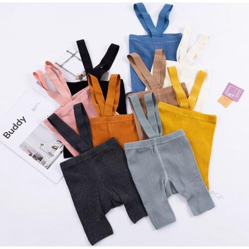 2021 Summer New Babys Fashion Suspender Pantyhose Tights Toddler Boys Girls High Waist Knitted Bandage Overall Leggings