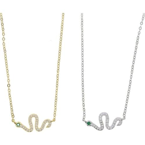 High quality 5A cubic zirconia cute lovely animal design cz snake pendant delicate minimal women necklace 925 silver