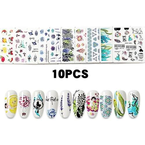1Set Flowers Human Face Water Transfer Decals Sliders Abstract Art Design Tattoo Accessories Manicure Nail Art Stickers