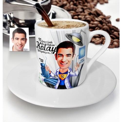 Personalized Mr Dentist Cartoon Turkish coffee Cup-1