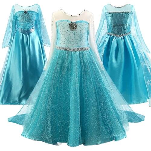 Princess Girls Dress Cosplay Dresses Halloween Costumes For Kids Princess Dress Blue Long Gown Childrens Clothing 4 8 10 Years