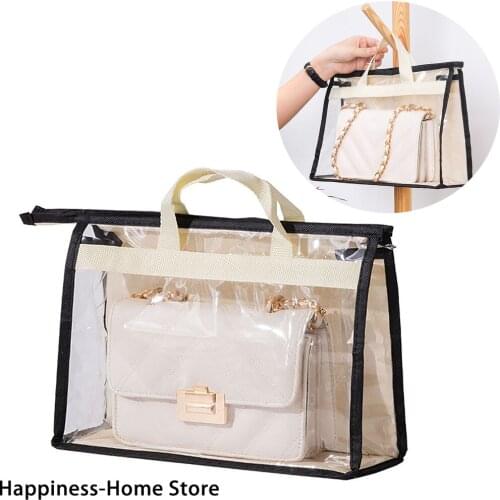 Transparent PVC Women Bag Handbag Tote Clear Bag Dust Cover Shoulder Crossbody Bag Storage Organizer Moisture Proof Bags Pouch