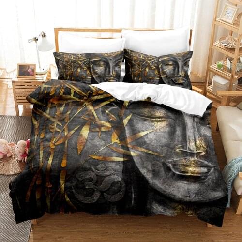 Luxury 3D Big Buddha Bedding Sets Queen Boho Duvet Cover Set with Pillowcase Full King Size Comforter Bed Sets