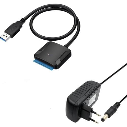 SATA USB3.0 Adapter Cable Converter 22 pin USB 3.0 to SATA Cable with EU US UK adapter For 2.5 inch 3.5 inch HDD SSD Hard Disk