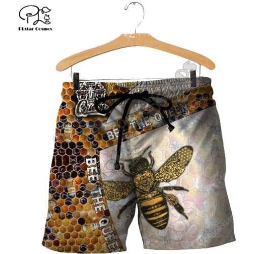 PLstar Cosmos Colorful Beautiful Honey Bees Mens Shorts Summer Casual Shorts Harajuku 3D Printed Loose Beach Comfortable B31