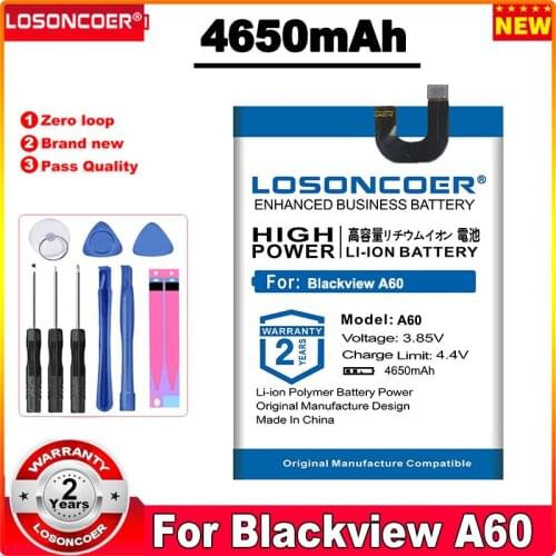 LOSONCOER 4650mAh 405988P Battery A60 Replacement Phone Battery For Blackview A60 Smart Phone Batteries Free tools
