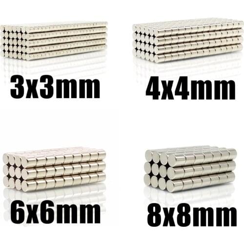 3x3 4x4 6x6 8x8 mm Super Powerful Strong Bulk Round NdFeB Neodymium Disc Magnets Dia N35 Rare Earth Magnet 3*3 4*4 6*6 8*8