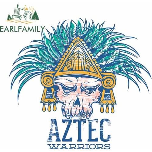 EARLFAMILY 13cm x 12.3cm For Aztec Warriors Skull Car Stickers Windows Decal Vinyl Material Creative Sticker Occlusion Scratch