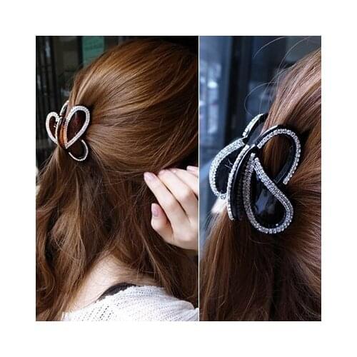 Japan and Koreas Women Contracted Temperament Hair Claw With Water Drill Diamond Butterfly Shape Hair Grasp Hair Accessories