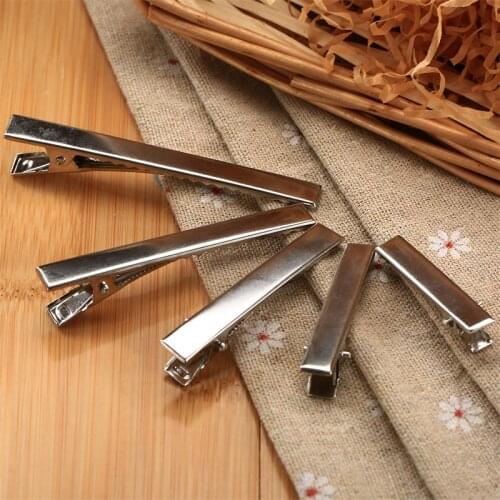 50Pcs Single Prong Alligator Aligator Flat Hair Clips Metal Clip Crocodile Barrette Bows Hairpins DIY 40mm/46mm/56mm/66mm/76mm