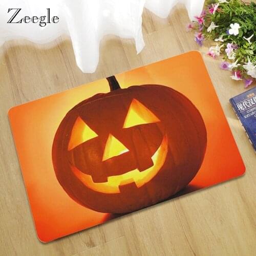 Zeegle Nordic Waterproof Door Mat Halloween Pumpkin Floor Mat Carpet Bedroom Rug Decorative Stair Mats Home Decor Crafts