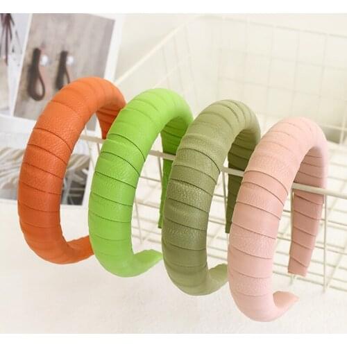 Popular Handmade PU Leather Headband for Women Ladies Make-up Face Wash Hairband Headwear Accessories