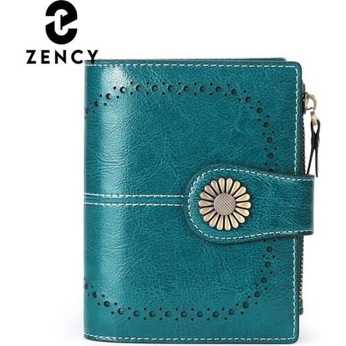 Zency Cow Leather Women Wallet Small Style Cluth Purse Anti-theft brush High Quality Ladies Wallet Card Holder Coin Case Key Bag