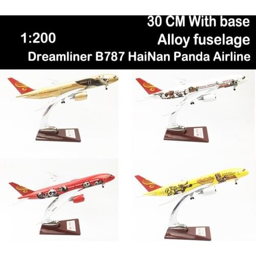 1/200 30CM Dreamliner 787 B787 Model HaiNan Panda Airlines W Base Aircraft Plane Aviation Plane Airliner Toys Display Collection