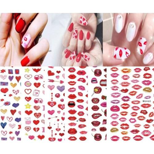 1Pcs Valentines Day Gel Polish Nail Sticker Decals Tool Nail Art Paper Decoration Manicure Tattoos DIY Nail Art Accessories
