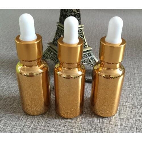 15ml empty glass small dropper bottles golden plated makeup containers small pefume containers sample packaging