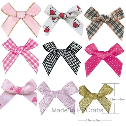 33X37MM Mini Satin/Grosgrain Ribbon Hand-Tied Bow For Hairbow DIY Crafts 200pcs Free Shipping