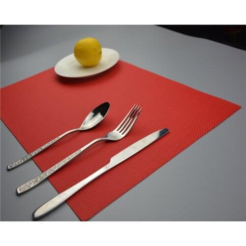 4pcs/lot PVC Placemat Square Hand-Woven Color Home Desk Mat Table Mats For Dining Table Coasters Slip-Resistant Kitchen EJI 0805
