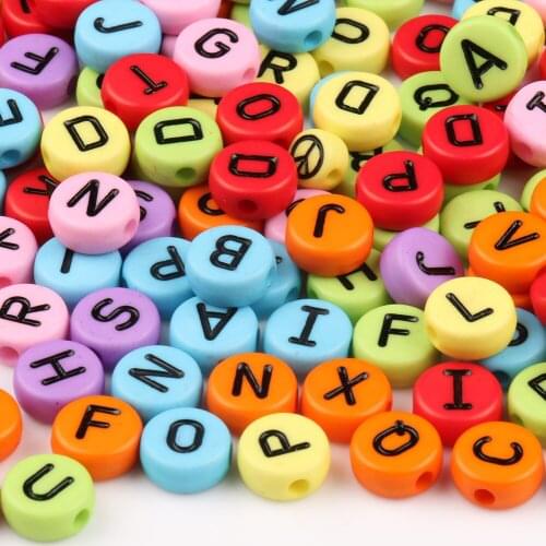 5*10mm Mixed Letter Acrylic Beads Round Flat Alphabet Color Cube Loose Spacer For Jewelry Making Handmade Diy Bracelet Necklace