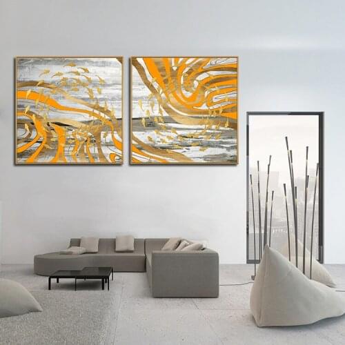 Abstract Oil Painting Printed On Canvas HD Posters And Prints Orange Color Fish Wall Art painting For Living Room Famous Decor
