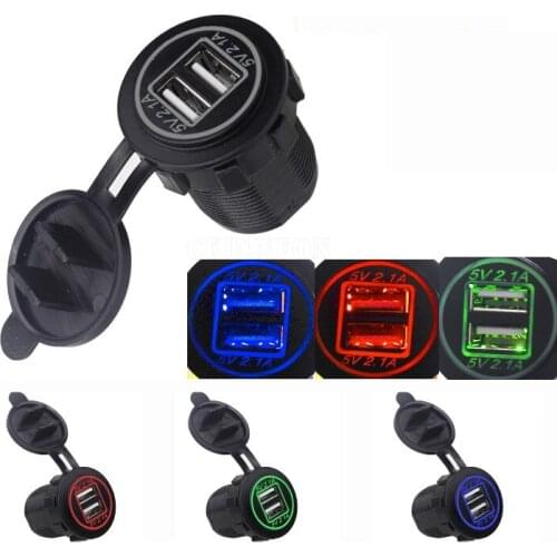 100Pcs/Lot Universal Car Charger USB Vehicle DC12V-32V 4.2A Waterproof Dual USB Charger 2 Port Power Socket 5V 2.1A+2.1A