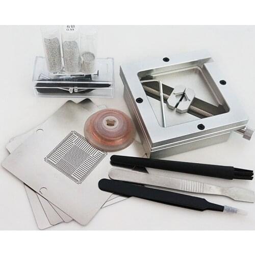 BGA Vacuum pen HANDI-VAC 90MM reballing jig silvery 90MM stencils PS4 4pcs ESD tweezers ESD-12 Reballing Kit Tools