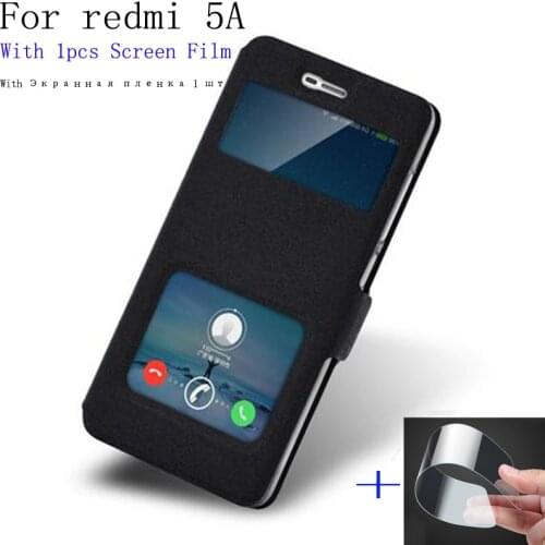 Phone Case For xiaomi redmi 5A case shell cover open window PU leather case For redmi 5 A redmi5A flip case back cover capas