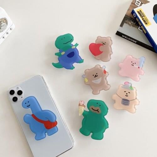 Animal Bear Mobile Phone Stand Holder Finger Ring Smartphone Cute Dragon Holder Stand For Xiaomi Huawei All Phone