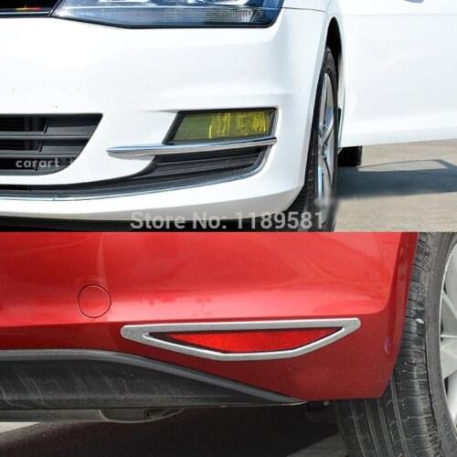 For VW Golf 7 MK7 2014 2015 2016 ABS Chrome Front And Rear Fog Light Lamp Cover Trim
