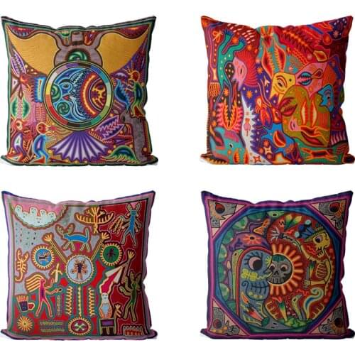 Ethnic Cushion Cover Red Symbol totem Pillow Case Vintage Decorative Pillow Cover Sofa Chair Gallery Art Deco Pillow Case