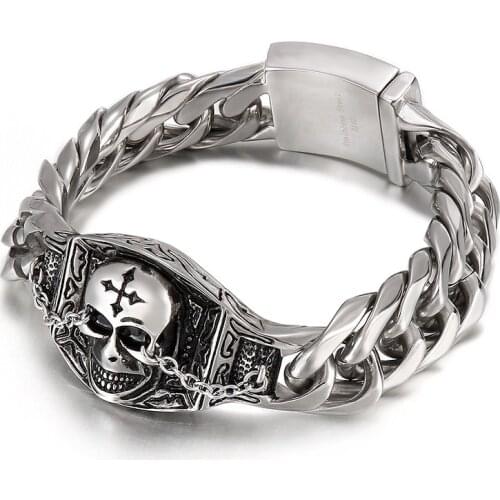 European and American fashion encrypted chain bracelet 316L stainless steel creative skull bracelet