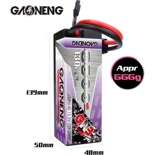 GAONENG GNB 15.2V 8500mAh 4S2P 130C/260C Hardcase HV LiPo Battery XT90S EC5 Connector For 1:8 1/8 RC Car Four Drive Off-road Car