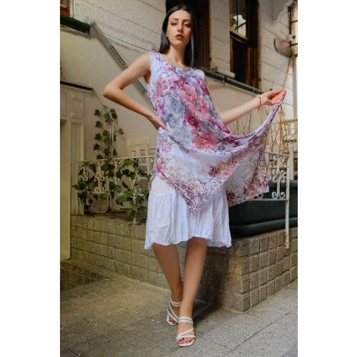 Sleeveless Gauze Dress Beyazpudra - 8001.323