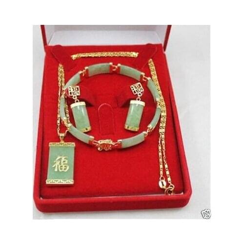 Hot sale New - fashion beautiful green Fine Stone jewelry set