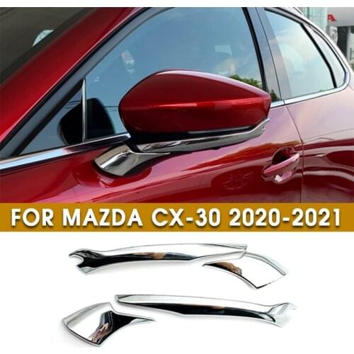 4PCS/set ABS Plastic 2020-2021 Chromium Styling For Mazda CX-30 Chrome Side Door Rear Mirror Strip Cover Trim Stickers