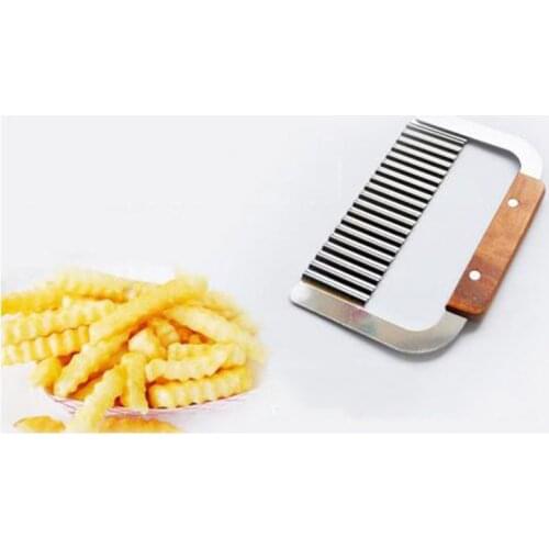 Curly Spiral French Fry Potato Cutter Crinkle Knife stainless steel Fruit Vegetable Cutting Tool wood handle potato chips gadget
